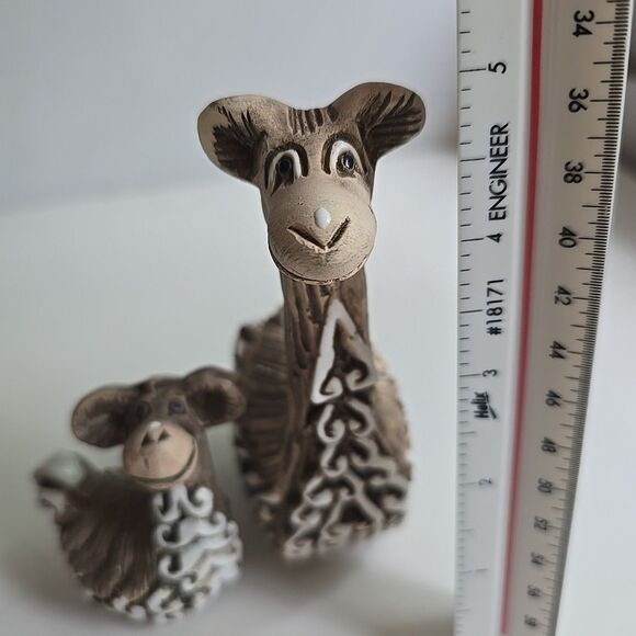 Llama Alpaca Artesania Rinconada Vtg Pair Mom Baby Art Pottery Figurines Retired - Picture 12 of 14